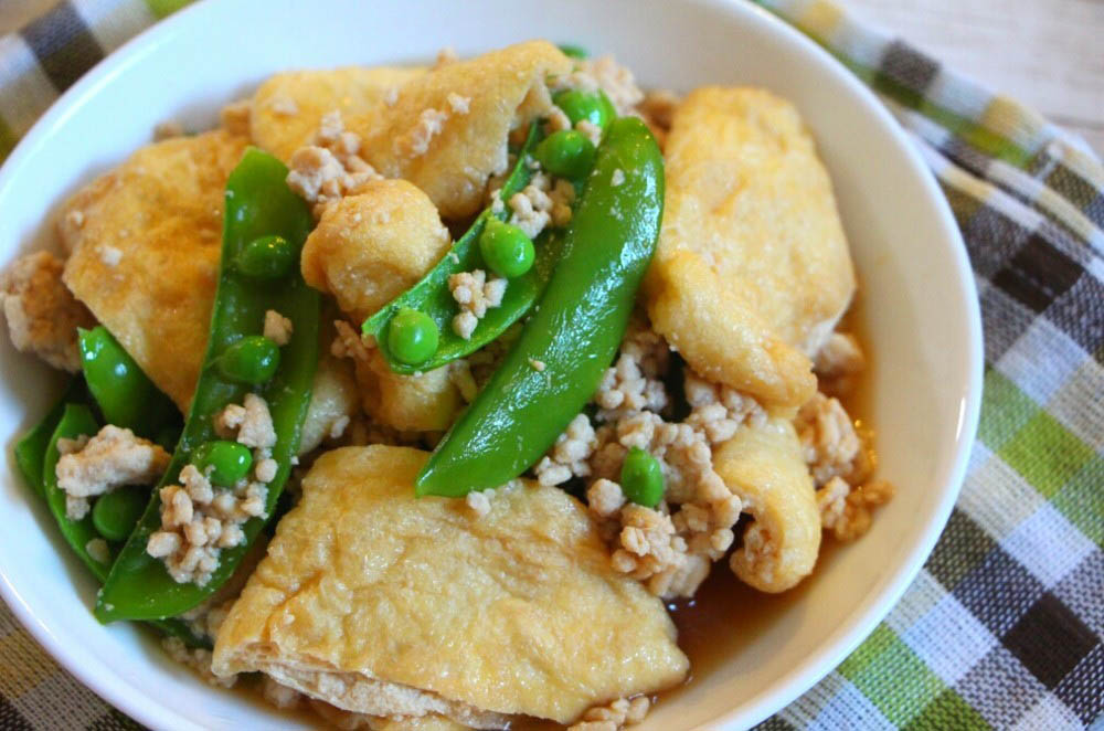 油揚げと鶏挽き肉のサッと煮