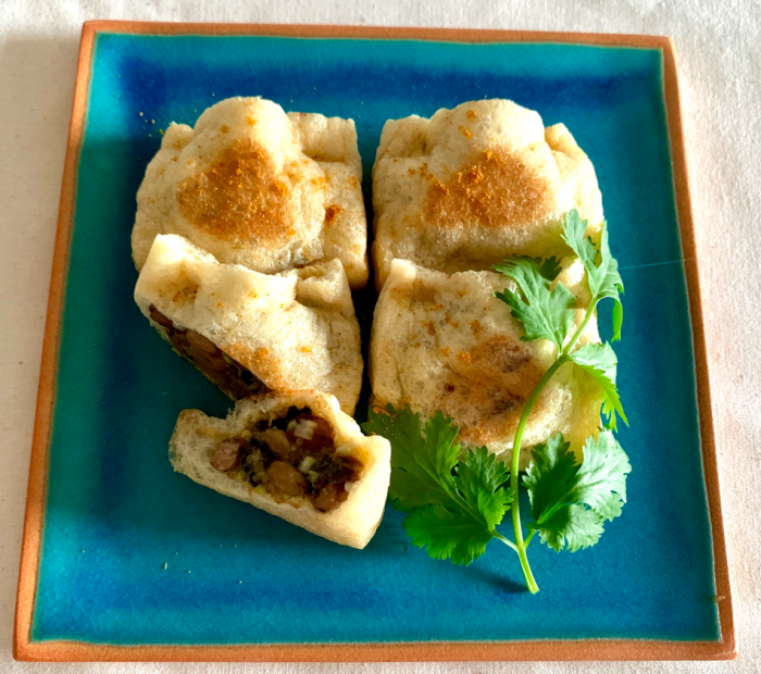 油揚げのカレー納豆はさみ焼き