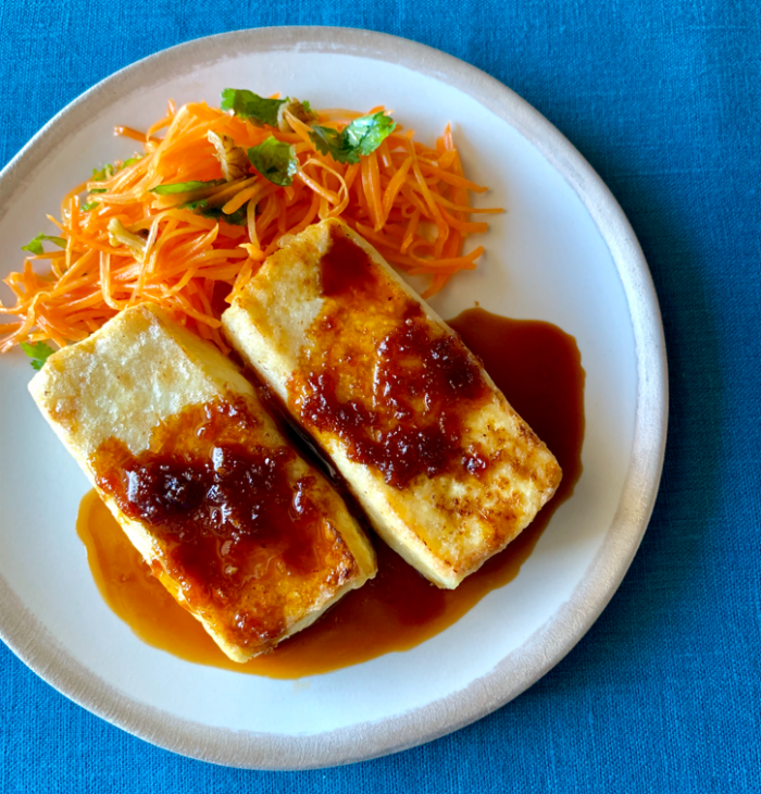 木綿豆腐のこんがりステーキ 生姜じょうゆソース